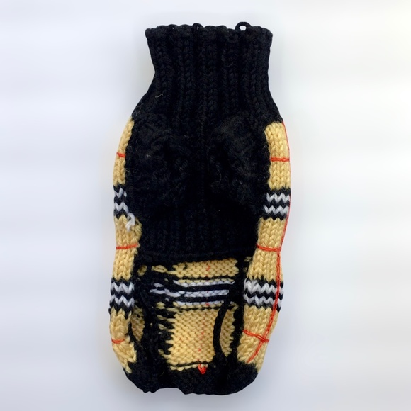 Burberry Style Plaid Pattern Knitted Dog Turtleneck Sweater - Picture 2 of 5
